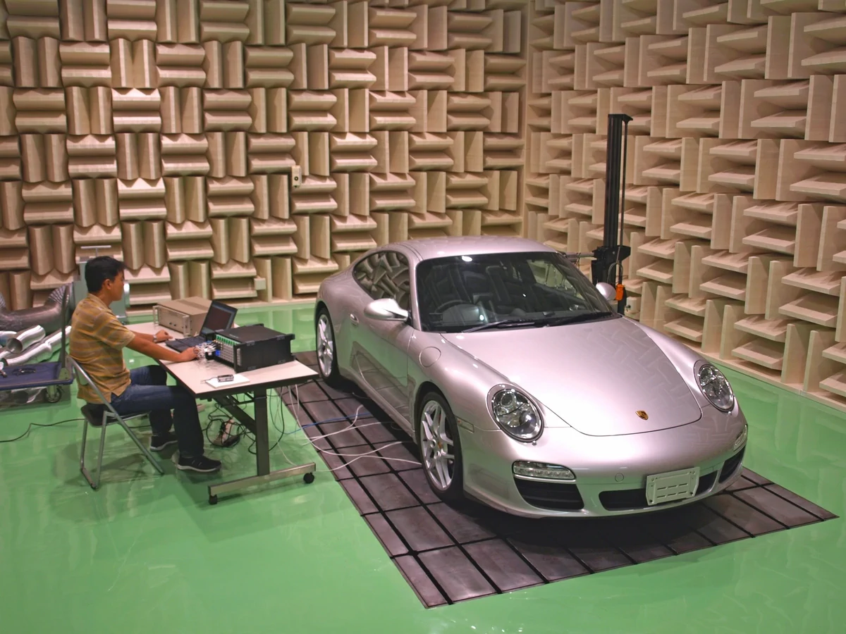 Car testing in a hemi anechoic chamber
